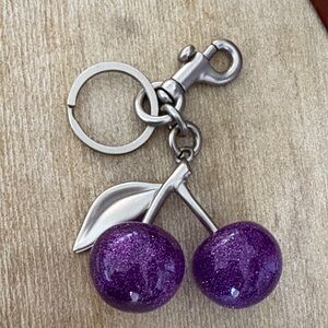 Purple with Silver Sparkles Cherries 🍒 Bag Charm / Key Chain